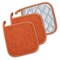 Contemporary Home Living Quilted Square Terry Cotton Kitchen Potholders - 7" - Spice Orange - Set of 3
